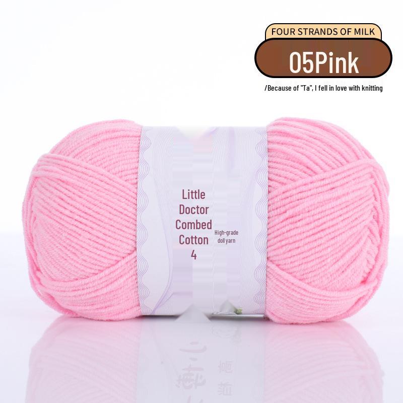 40g 4-Ply Combed Milk Cotton Yarn - Little Doctor, Medium-Thick for DIY Knitting Projects: Dolls, Cushions, Blankets