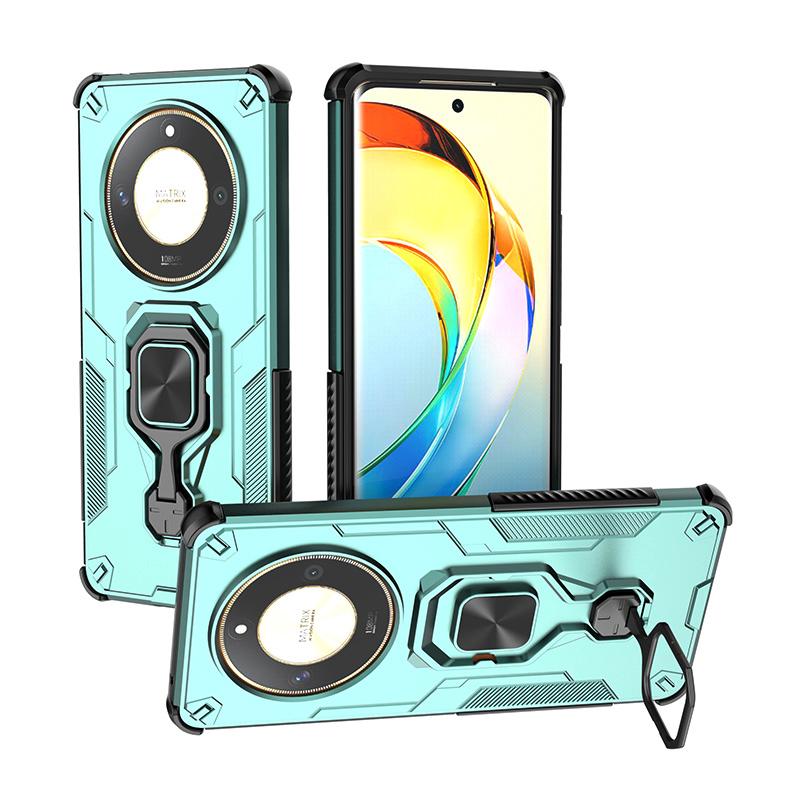 KEYSION Shockproof Armor Case for Honor X9b 5G Silicone+PC Upright Metal Live Ring Stand Phone Cover for Huawei Magic 6 Lite 5G