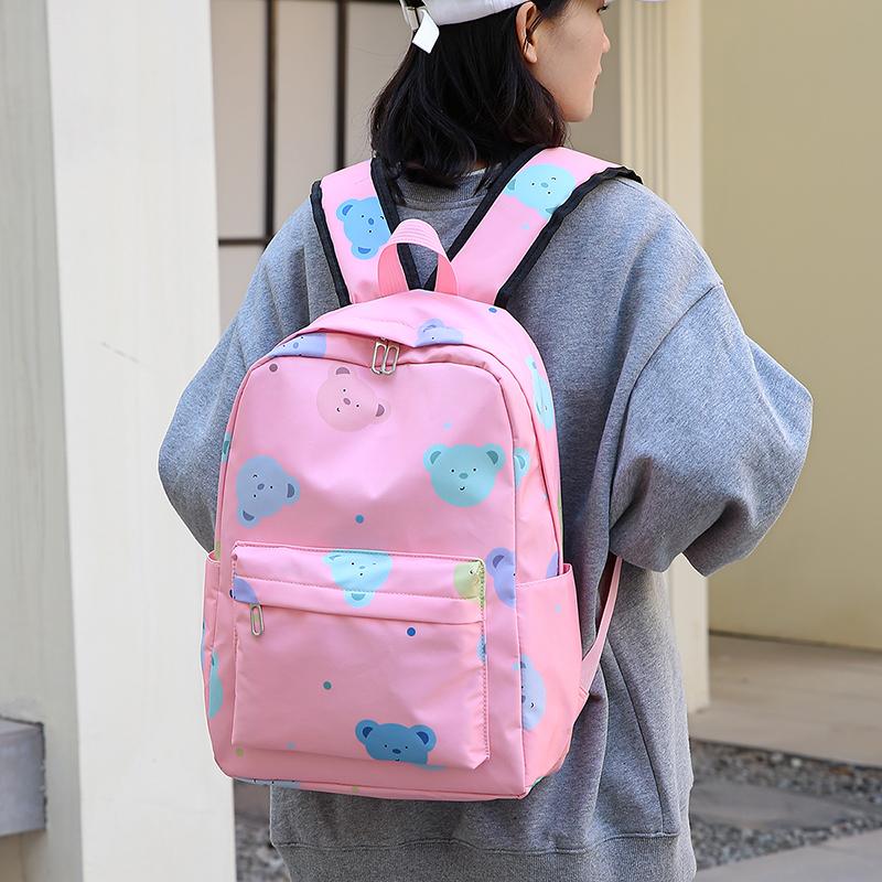 3pcs Women Travel Schoolbag with Lunch Box Pencil Case Large Capacity College Knapsack Student Bookbag Cartoon Pattern Backpacks