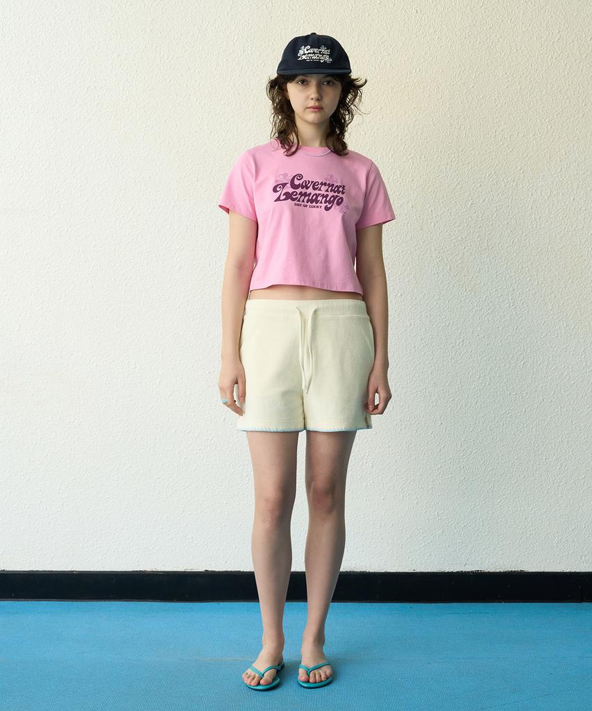 COVERNAT WOMAN [Covernat X Lemango] Women'S Graphic Crop T-Shirt Pink
