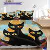 Black Cat Pattern Bedding Quilt Set Quilt Cover Pillowcase Home Decoration Birthday Gift (1 * Duvet Cover + 2 * Pillowcase, Without Core)