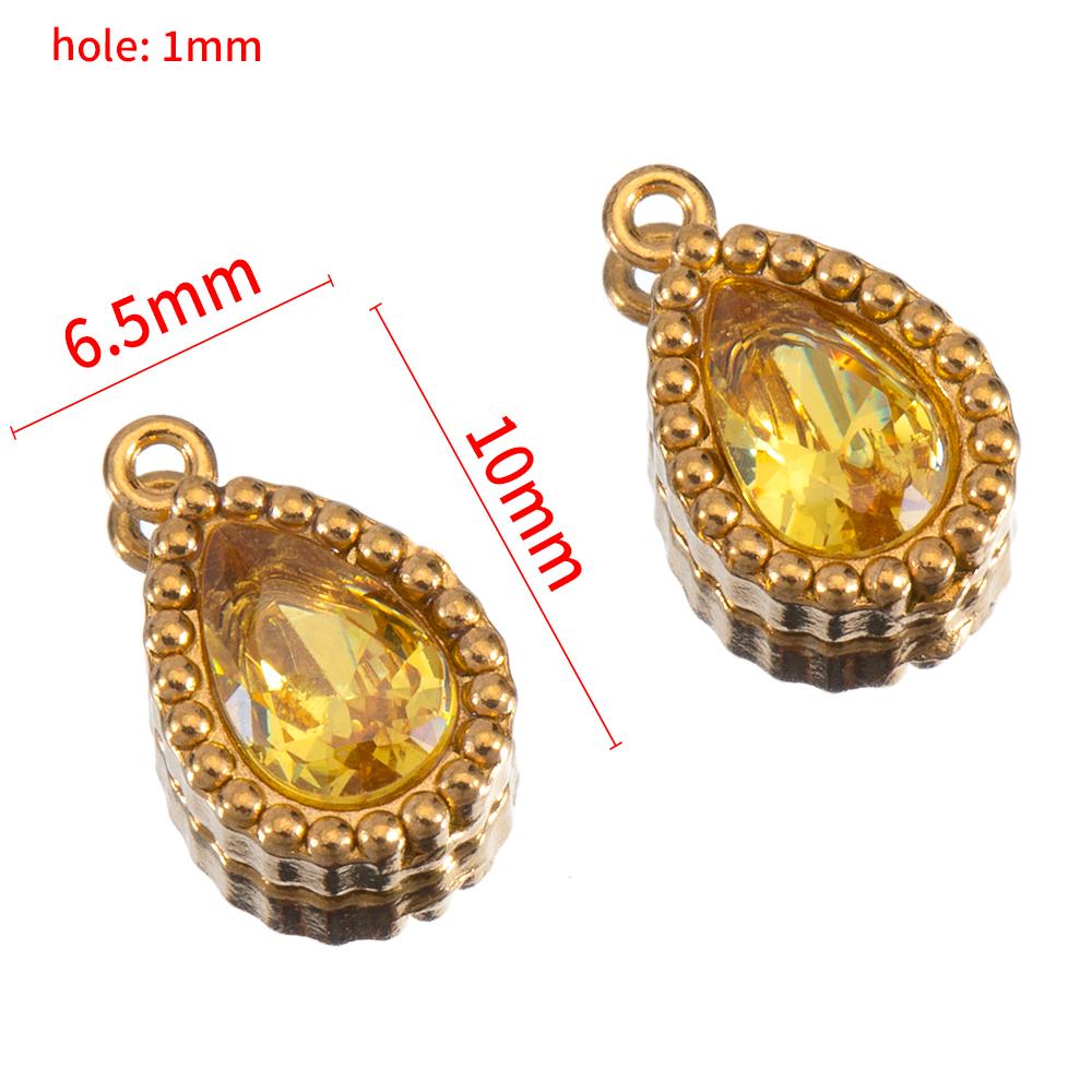 10pcs Stainless Steel Colorful Rhinestone Waterdrop Charms for Earrings Pendant Necklace DIY Jewelry Making Clothing Accessories
