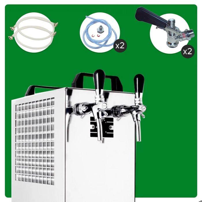Tireuse à Bière Complète 2 Robinet en Inox - 50L/h avec Refroidisseur Sec pour Performance Professionnelle
