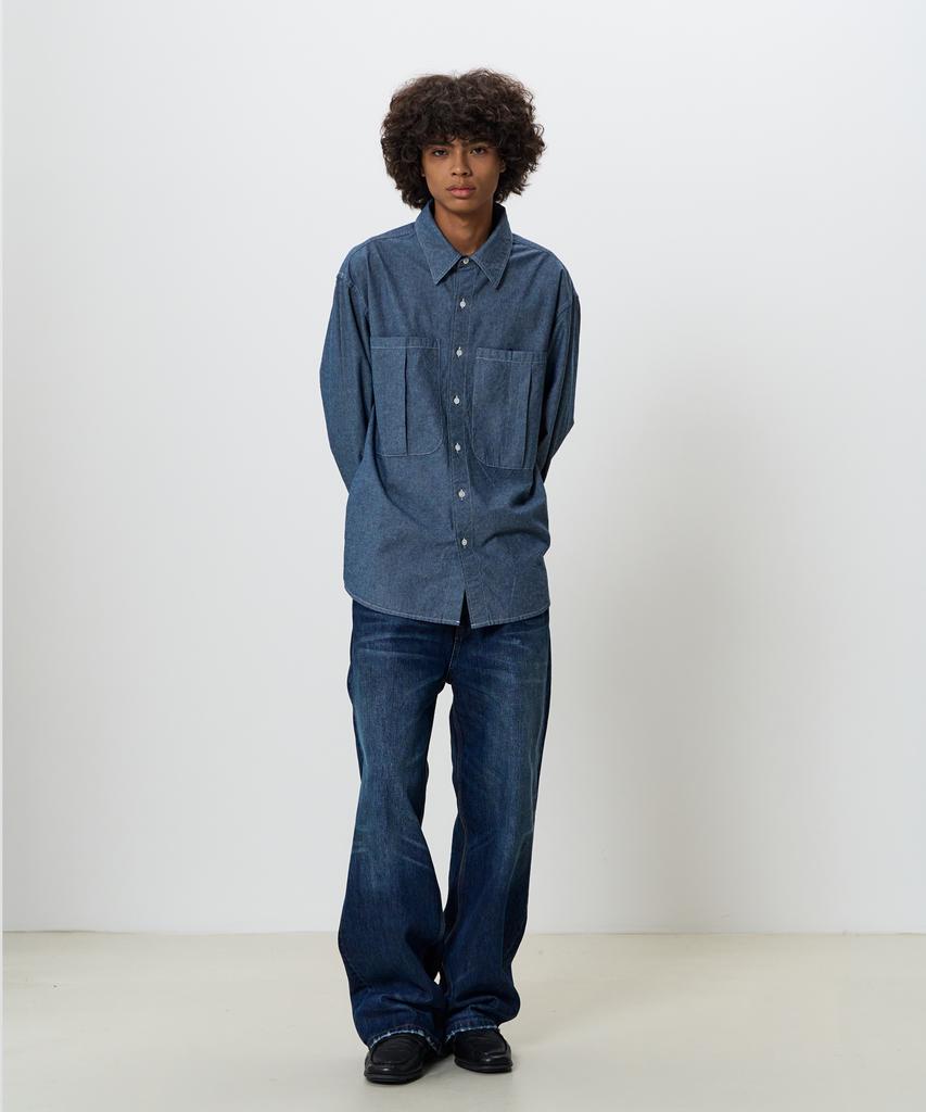 KNOUUN Grain Shirt (Washed Indigo)