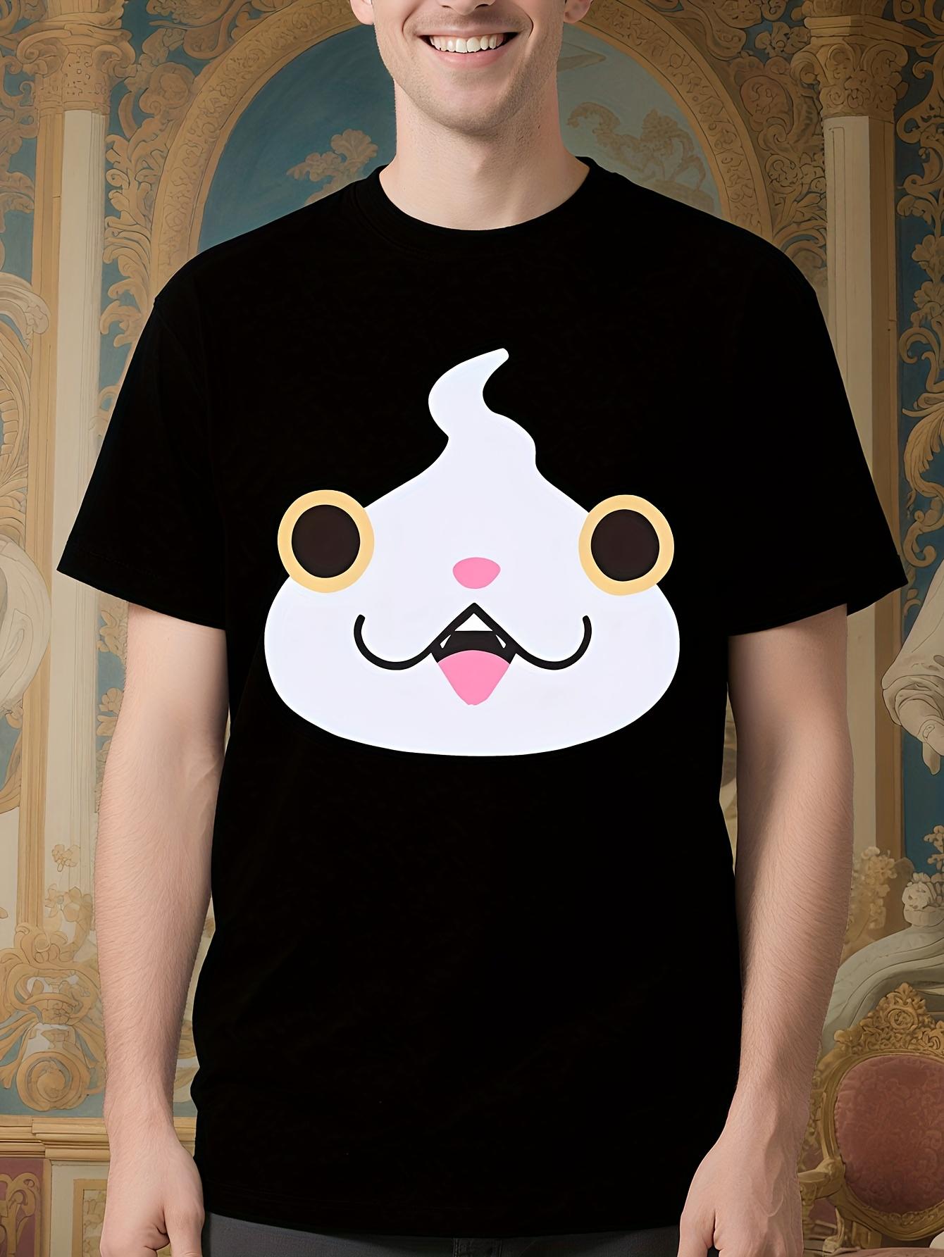Yo-kai Watch Jibanyan Face Anime Tshirt - Black Shirt wit... XXXL