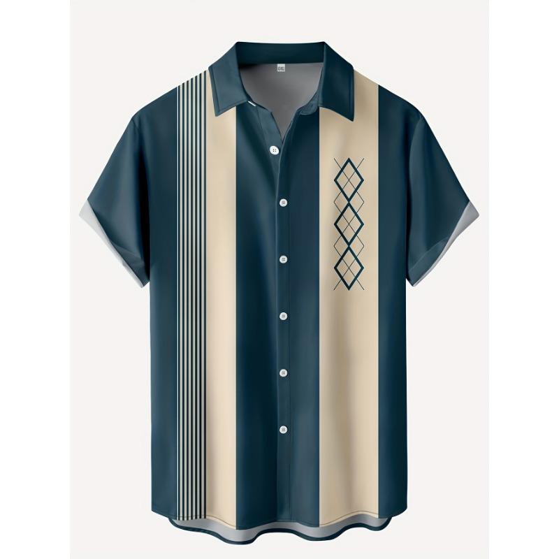 New Hawaii Men's Vintage Shirts Casual Breathable Short Sleeve Tops Beach Party Plaid Tops Short Sleeve Men's Clothing