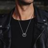 Retro Six Character Mantra Double Ring Pendants Rotating Male Artistic Personality Versatile Necklaces Fashion Jewelry