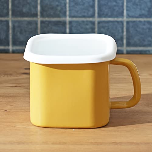 Pearl Metal Cook Pot, 12cm, Enamel, Square, Induction Compatible, Can Be Used As a Saucepan or Saucepan, Yellow, Petit, HB-5363, Refrigerator-Friendly