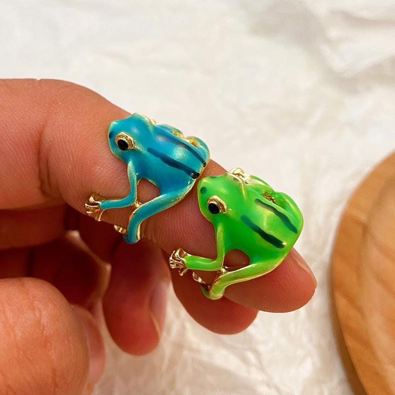 Kreativer süßer Tier-Frosch-Kröte-Öffnungsring für Frauen Männer, ästhetisches Design, Retro, größenveränderbarer Fingerring, Party-Festival-Schmuck