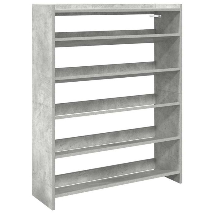 VidaXL Étagère à chaussures gris béton 80x25x100 cm bois d'ingénierie, rangement de chaussures, armoire de rangement de 859899