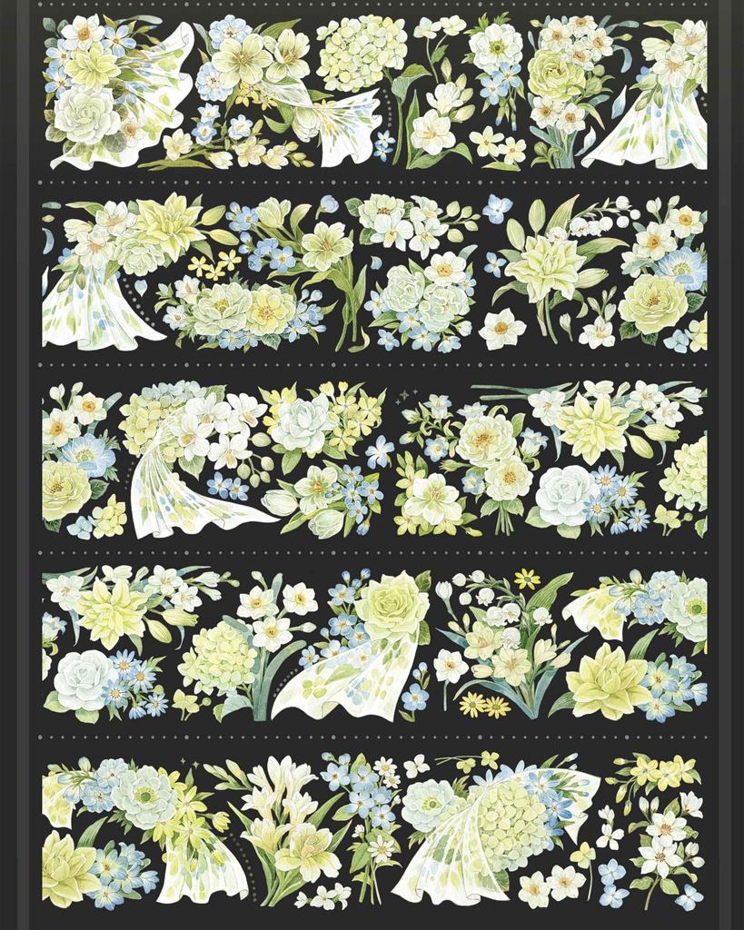 3.25 Washi Pet Tape 1 Loop Spring Shiny Light In The Field, Flower Seven Journaling Green Flower Journaling Polco Decorating Acr