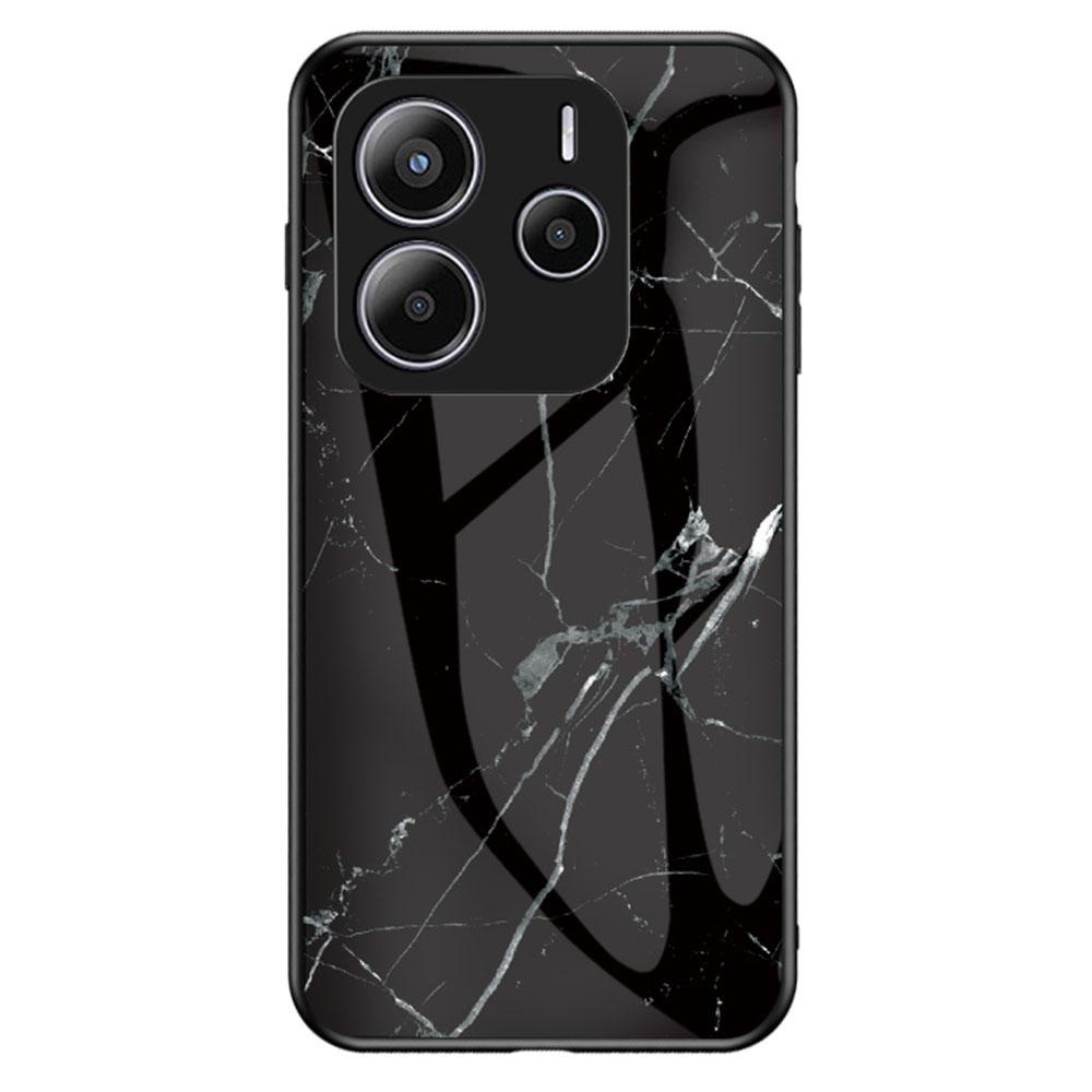 For Xiaomi Redmi Note 14 5G Case Marble Pattern Tempered Glass+PC+TPU Protective Phone Cover