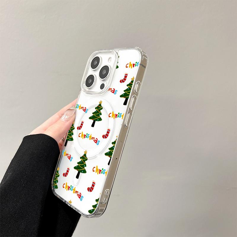 Green Christmas Tree Magnetic Case for Samsung Galaxy S25 Edge S24 S23 S22 S21 Ultra Plus FE A56 A55 A54 A36 A35 A26 A16 Cover