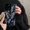 Luxury Retro Senior Blue Butterfly Silicone Phone Case For iPhone 14 12 11 13 15 Pro Max Mini X XR XS 7 8 Plus Shockproof Cover