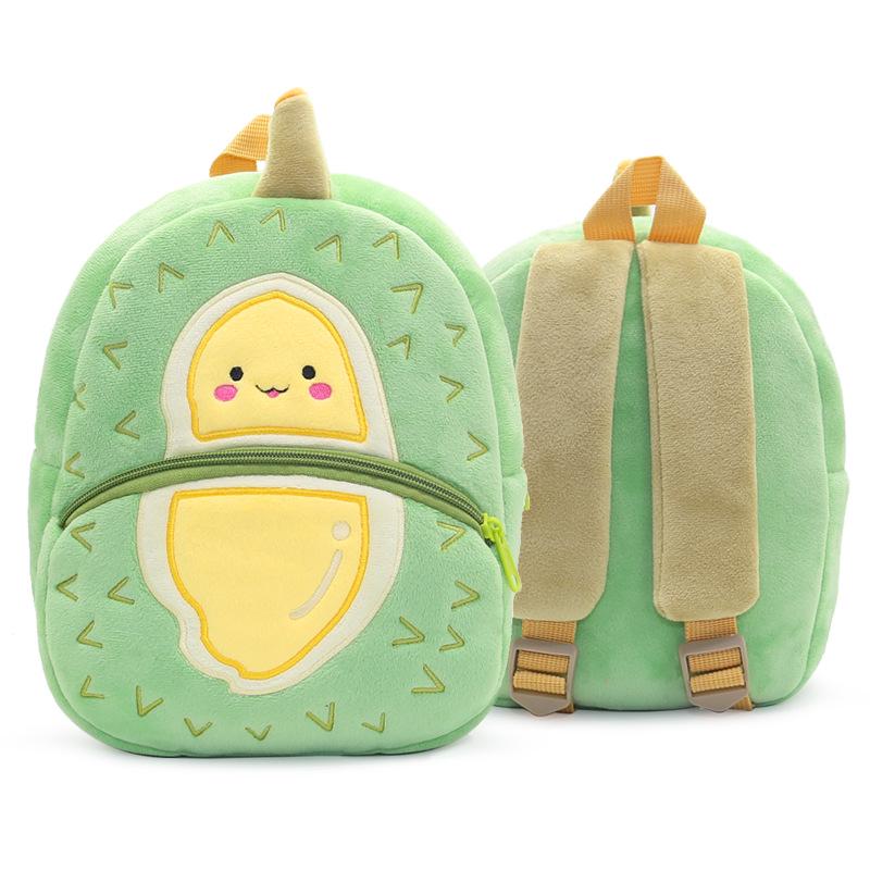 Adorable Cartoon Fruit Backpack for Kids Aged 2-4: Soft Plush Double Shoulder Design