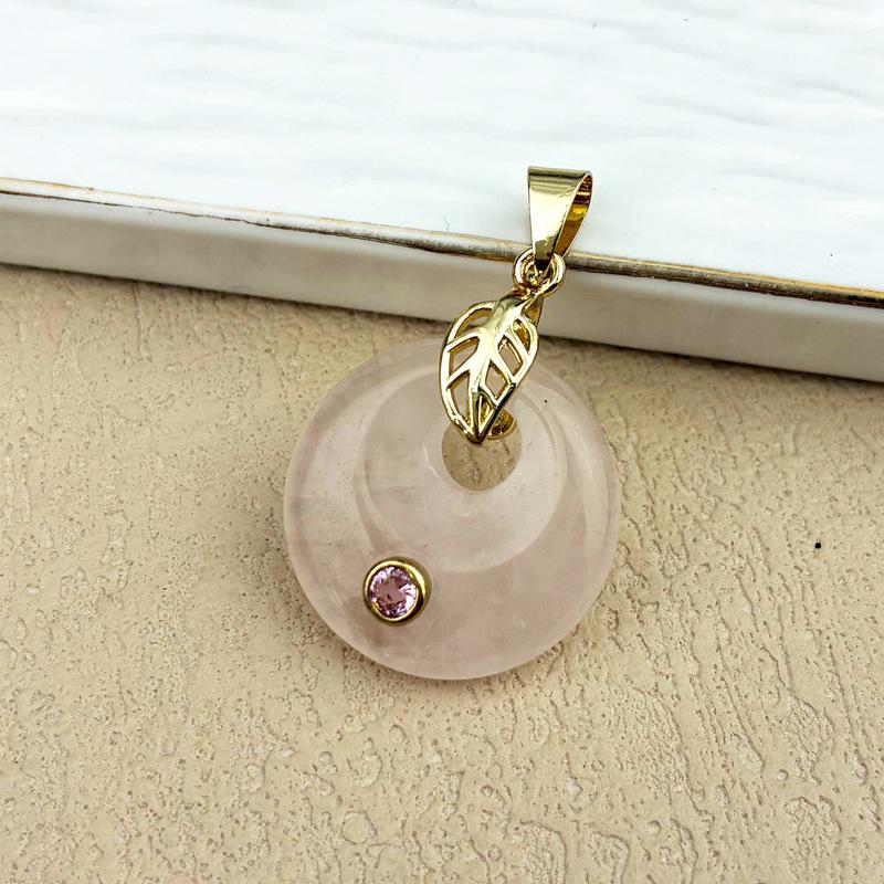 Chinese-Style Pink Crystal Pendant Necklace with Zircon