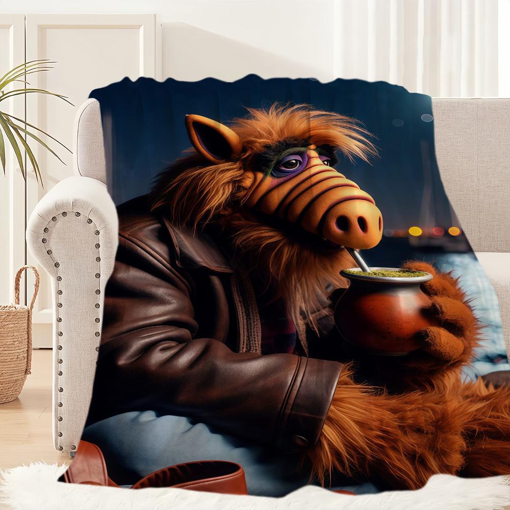 

TV Series Alf Cool Funny Blanket Blanket for Couch Sofa Travel Home Picni Flannel Blanket birthday gift Warm Comfortable 30x40in