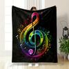 A Colorful Treble Clef Surrounded by Vibrant Musical Notes On a Dark Background. for All Seasons Blanket Lunch Break Throw Gift