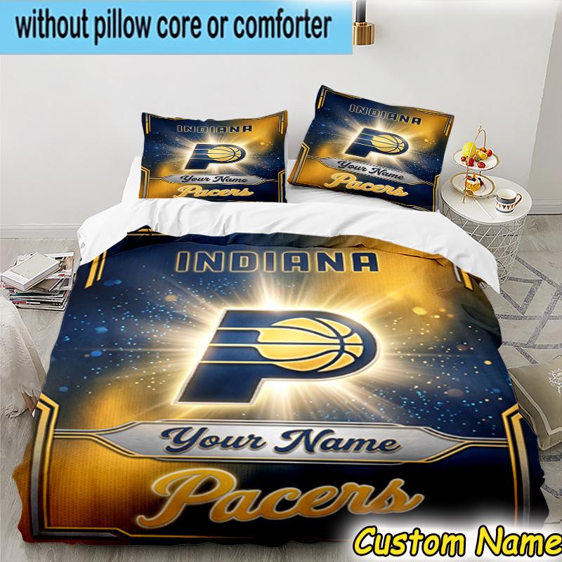 3pcs Custom Name Pacers Basketball Team  Bedding Set Includes 1 Duvet Cover & 2 Pillowcases for All Seasons Dormitory Home Decor Christmas gifts