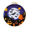 Halloween Needle Felting Kit Beginner Felt Craft Set DIY Felt Painting with Faux Wool Needle Frame Stamped Fabric for Adults Handcraft Lovers