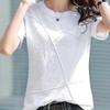 Summer Slim Cotton Bamboo T-Shirts Women O-Neck Short Sleeve Ribbed Tshirts Female Casual Solid Color Tops