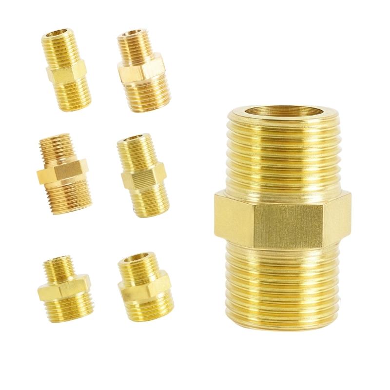 Strong Double Male Threaded Brass Fitting Universal Pipe Connector Univsersal Pipe Adapter for Home & Industrial Use