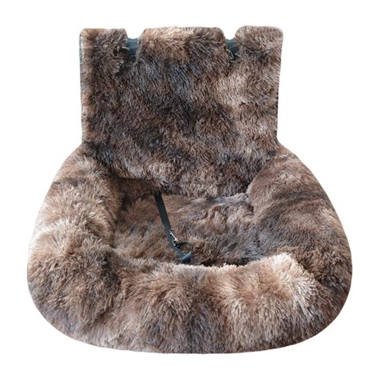 Dogs Car Seat Travel Dog Bed with Safety Straps Plush Fluffy Pet Seat with Non-Slip Backing Detachable Washable Cushion for Small Large Dogs
