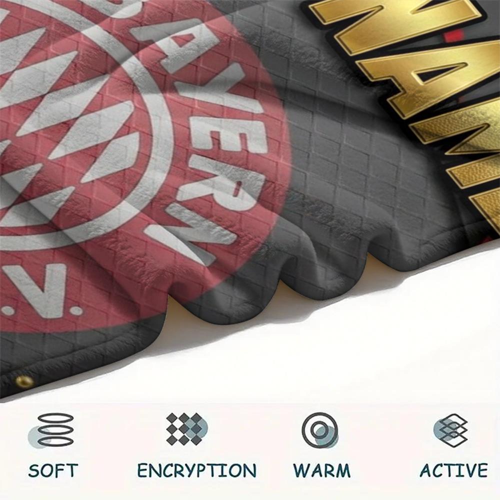 1PC Custom Name Bayern Munich Patterned Flannel Blanket Suitable For All Seasons for Home Decor Warmth and Comfort Gifts Holiday Present