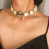 Collana Tessuta Geometrica Semplice Regolabile per Donna, Collana Bohémien Creativa Fatta a Mano con Conchiglie per Donna