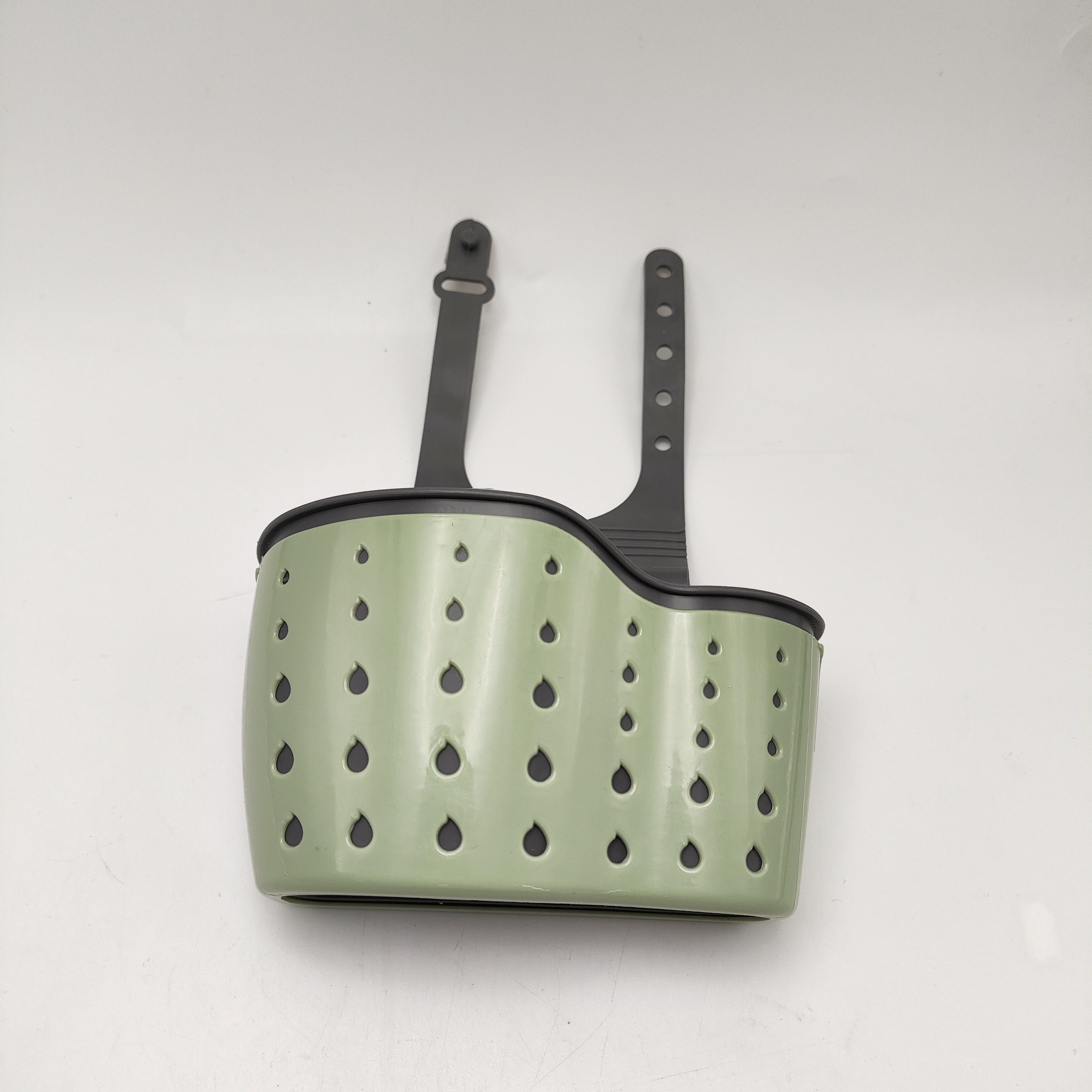 

Многофункциональный органайзер для кухонной мойки - регулируемая подвесная корзина для крана для губок, щеток и полотенец - прочная пластиковая стойка для хранения со сливом зелёный