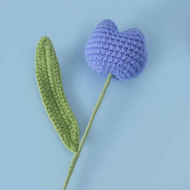 1PC Cute Knitted Tulip Flower Creative Crochet Tulip Artificial Bouquets Graduation Flower Bouquet Wedding Friends Gift