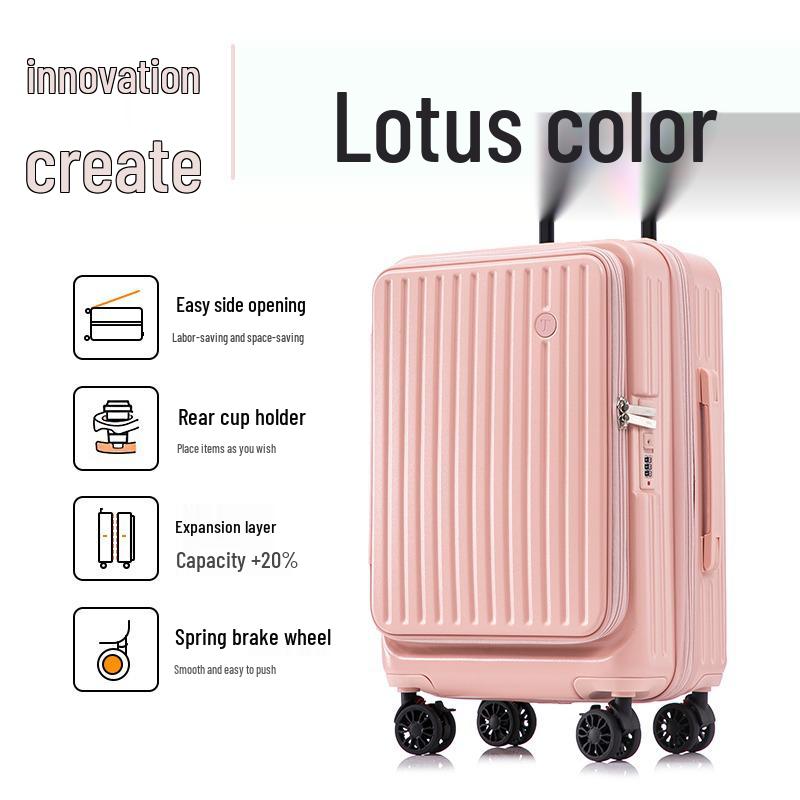 20-Inch Expandable Side-Opening Trolley Suitcase for Men & Women - Multifunctional Travel Carry-On