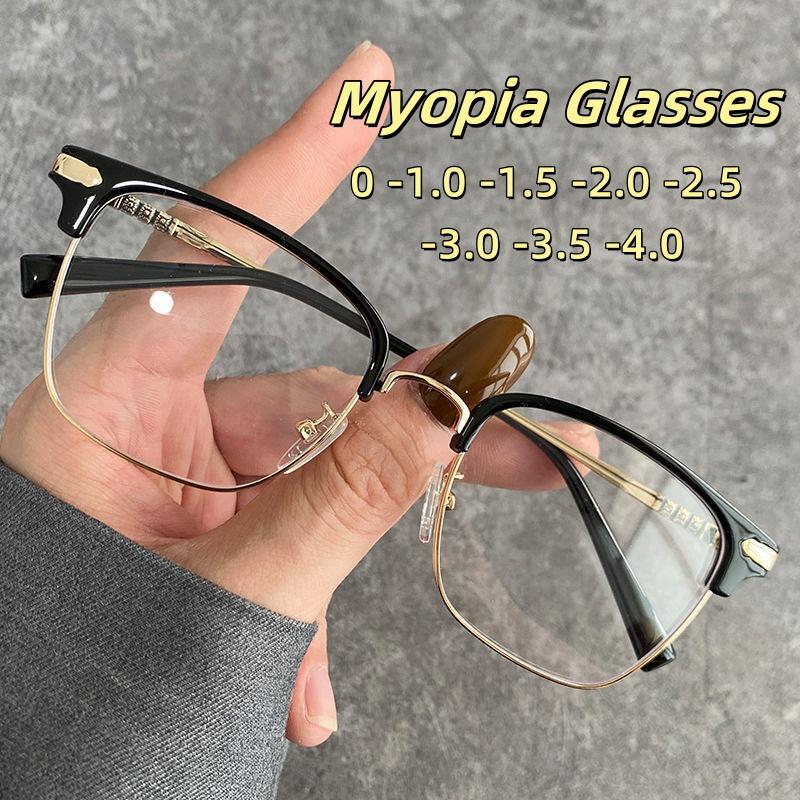 Business Anti Blue Light Myopia Glasses Women Men Retro Half Frame HD Near Sight Eyeglasses Computer Radiation Eye Protection