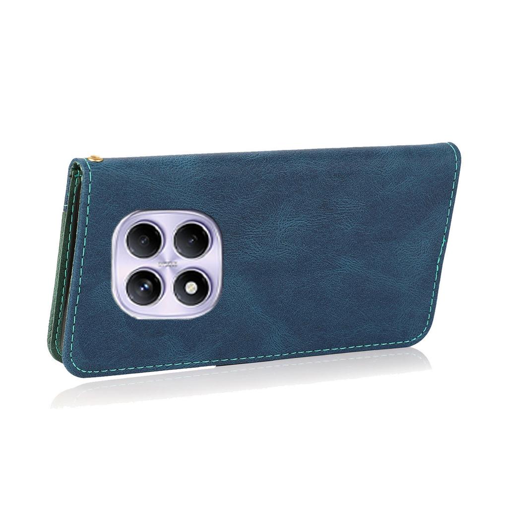 For Xiaomi Redmi Note 14 Pro 4G Case Color Splicing Wallet Stand Leather Phone Cover with Wrist Strap