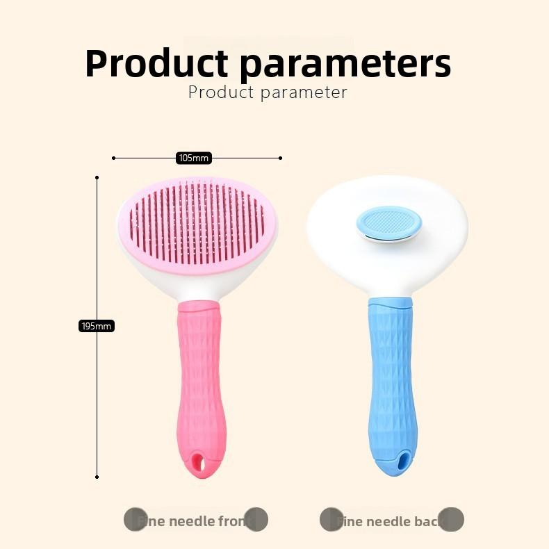 Automatic Hair Release Pet Grooming Brush Blue Two-Tone Ergonomic Handle Anti-Scratch Steel Pin Brush for Long Short Haired Pets