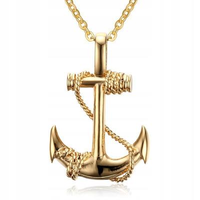 Necklace Steel Sailor Anchor Fisherman Gold 386