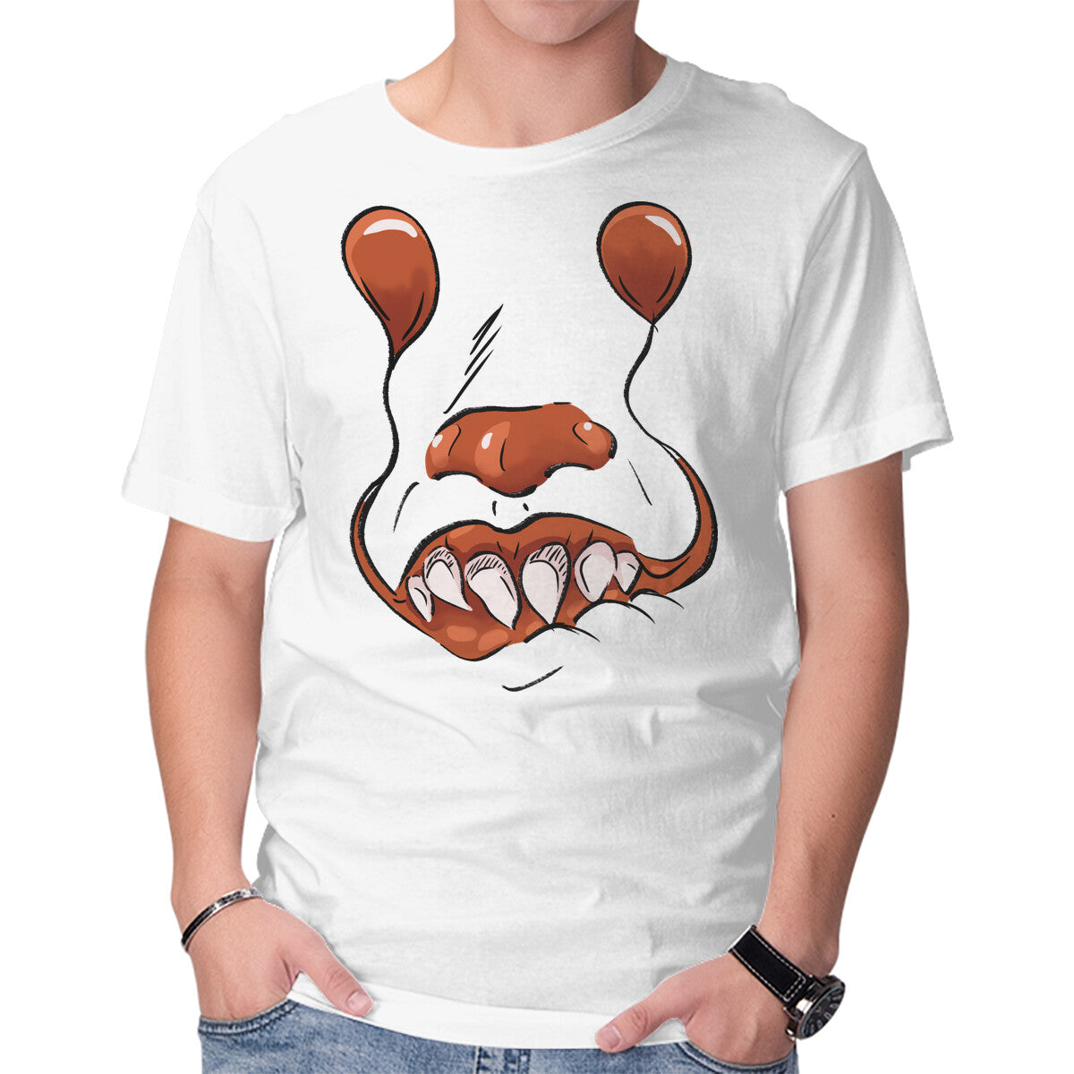 Unisex Crew Neck T-Shirt Balloon Eyes Graphic Short Sleeve Casual Tee S