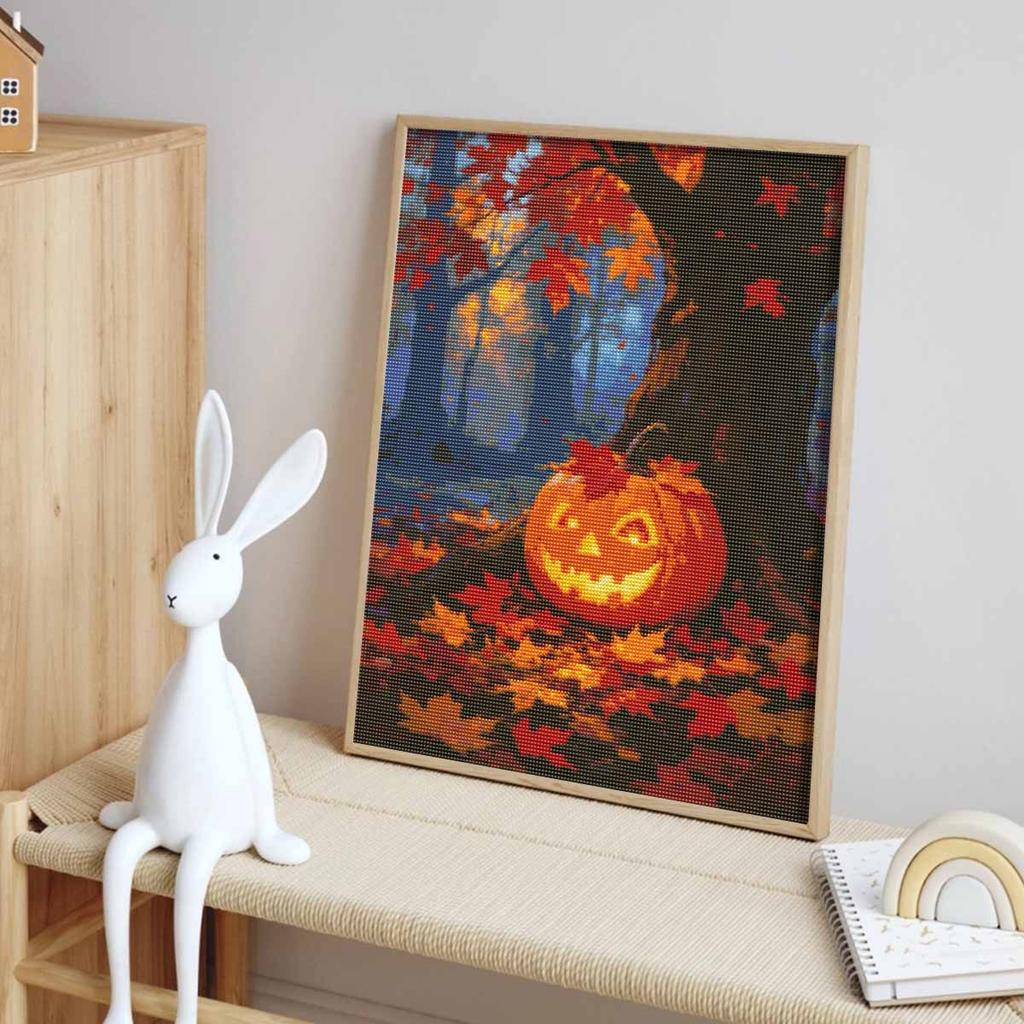 Halloween Diamond Painting Kit Handmade Diy Pumpkin and Autumn Maple Leaf Painting Home Decoration Painting