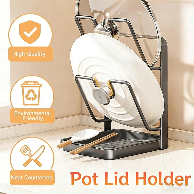 Kitchen Pot Cover Spatula Holder Storage Rack Cutting Board Drain Multi-functional Household Countertop Chopping Board Shelf