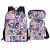 Set Zaino per Studente Gruppo di Ragazze Cacciatrici Kpop 3-in-1 Cartone Animato Borsa Scolastica con Borsa a Tracolla e Astuccio