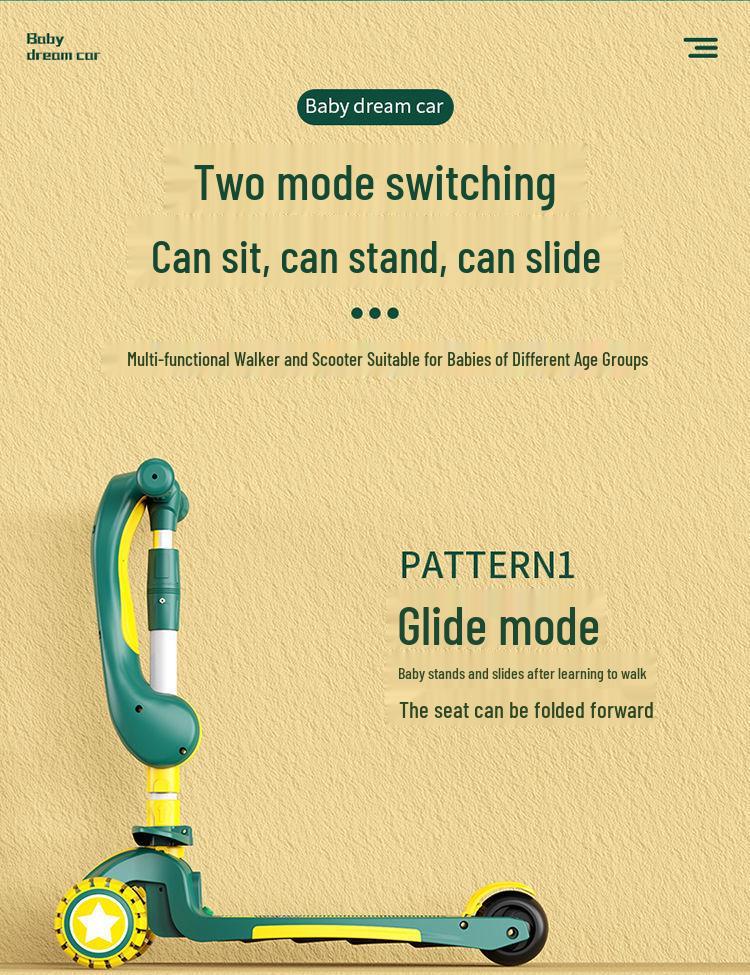 3-in-1 Toddler Scooter & Ride-On: For Ages 2-6, Boys & Girls
