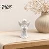 Talos 3D Printed Praying Angel Statue, Elegant Matte White Cherub Figurine with Detailed Wings, Durable Minimalist Ornament for Living Room Decor and