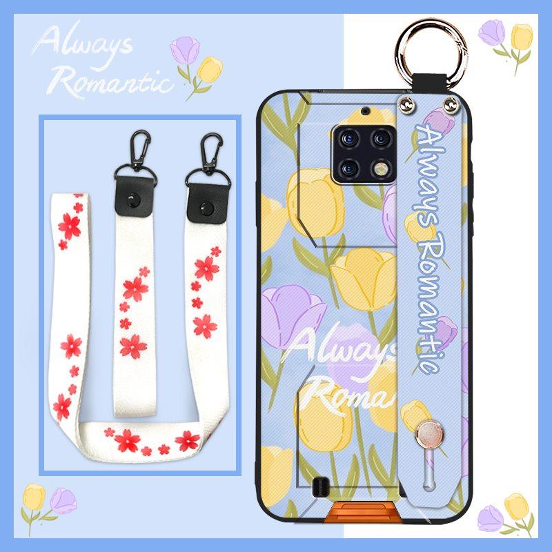 Phone Holder Wristband Phone Case For Oukitel WP6 Oil Painting Soft Case Fashion Design Protective Kickstand Anti-knock