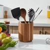 360° Rotatable Cutlery Rack Wooden Tableware Storage Shelf Kitchen Utensil Holder  Spoons Organizer