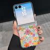 With Hinge Magnetic Phone Case For Samsung Z Flip 8 7 FE 6 5 4 White Flowers Print Hard Folding Phone Cover For Galaxy Z Flip8 Flip7 Flip6