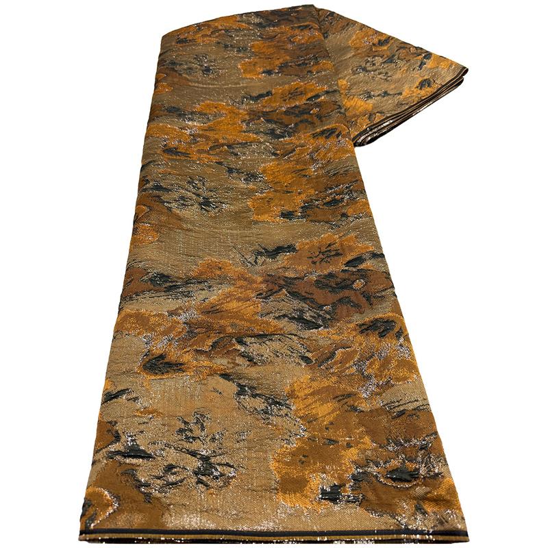 Embossed Yarn Dyed Gold Jacquard Fabric High Quality Organza Nigerian African Brocade Fabric Diy Sewing  Hanfu Fashion Apparel