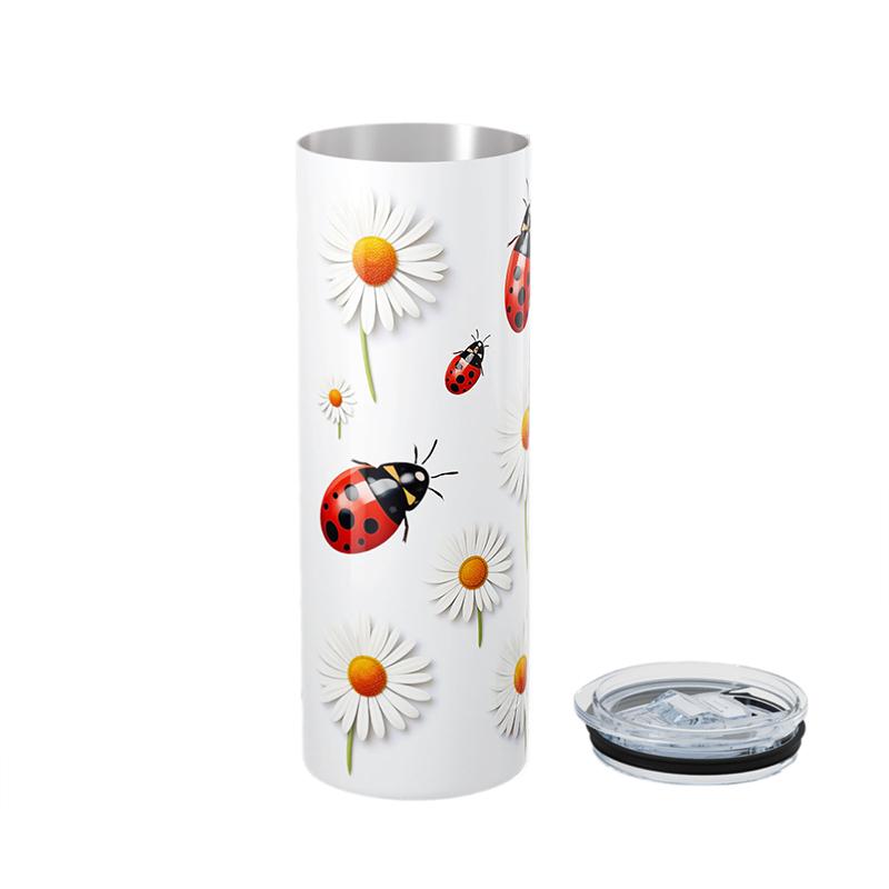 

Дорожная кофейная кружка 20 унций, вакуумная термокружка с крышкой и соломинкой, многоразовая бутылка для воды из нержавеющей стали, дорожная кружка Красная божья коровка