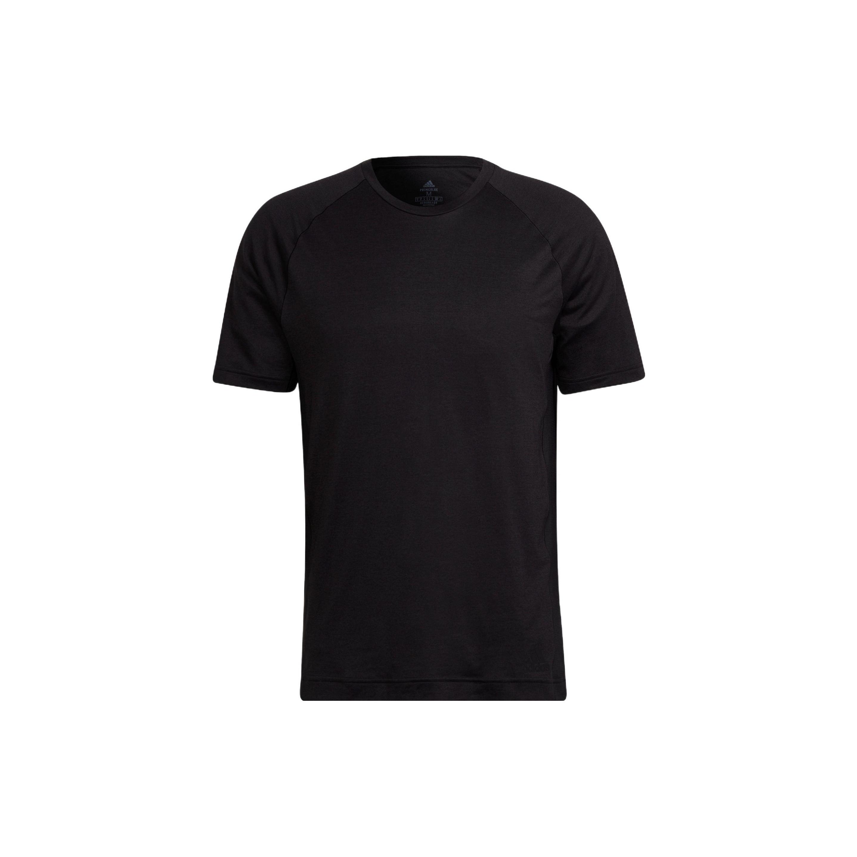 Men s adidas Solid Color Round Neck Pullover Sports Short Sleeve Black T-Shirt HC4433 S