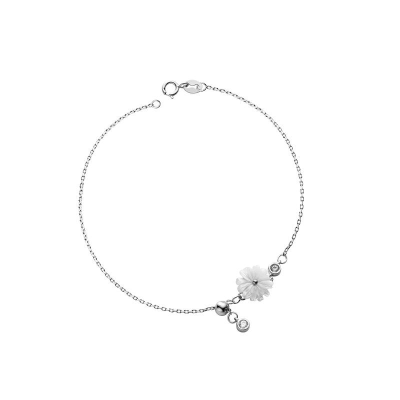 2023 New Korean Style 925 Sterling Silver CZ Zircon Shell Daisy Anklets Beach Jewelry Women