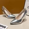 Women Patent Leather Pumps 9cm High Heels Lady Stiletto Low Heels Wedding Bridal Mteallic Silver Sparkly Shoes ladies pumps